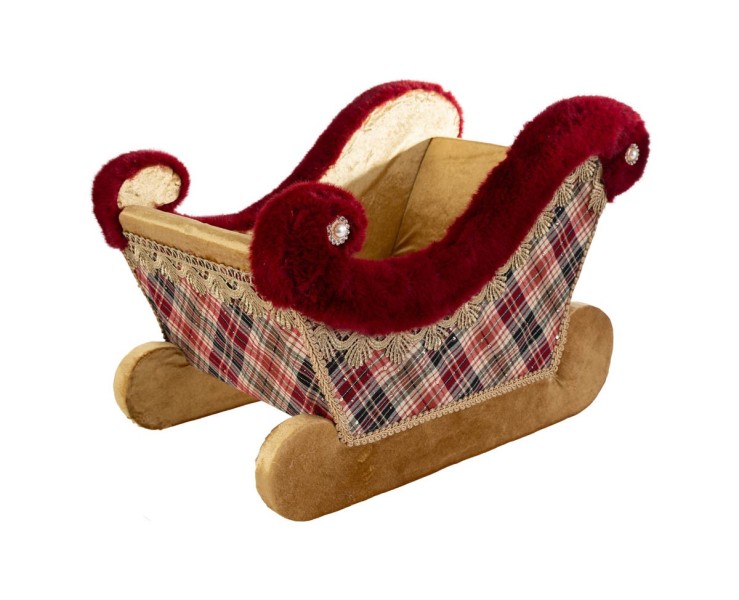 Slitta Natalizia Decorativa Porta Regali in Tessuto Tartan – Decorazione Natalizia Le Stelle su Bomboniere Dolci Emozioni