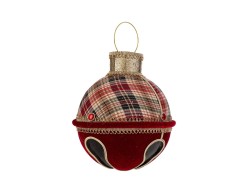 Campana Natalizia Appendino Maxi in Tessuto Tartan e Velluto h 28 – Decorazione Natalizia Le Stelle su Bomboniere Dolci Emozioni
