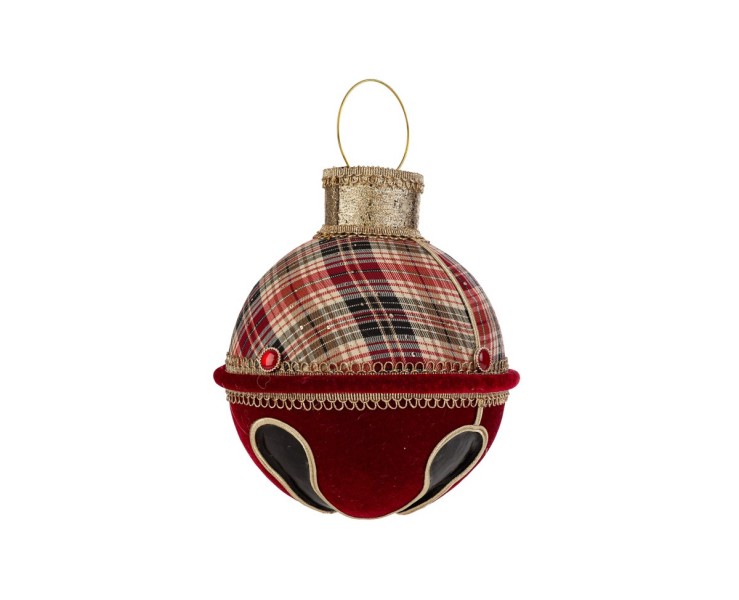 Campana Natalizia Appendino Maxi in Tessuto Tartan e Velluto h 28 – Decorazione Natalizia Le Stelle su Bomboniere Dolci Emozioni