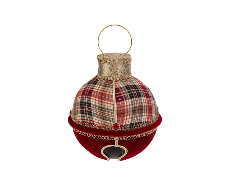 Campana Natalizia Appendino Maxi in Tessuto Tartan e Velluto h 28 – Decorazione Natalizia Le Stelle su Bomboniere Dolci Emozioni