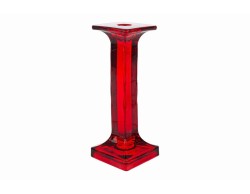 Portacandele moderno in vetro rosso per candele stilo altezza 24 cm.