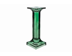 Portacandele moderno in vetro verde smeraldo per candele stilo altezza 24 cm.