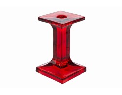 Portacandele moderno in vetro rosso per candele stilo altezza 14 cm.