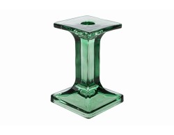 Portacandele moderno in vetro verde smeraldo per candele stilo altezza 14 cm.