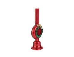 Candela Natalizia Rossa h 23,5 cm in Cera Decorata – Decorazione Natalizia Le Stelle su Bomboniere Dolci Emozioni