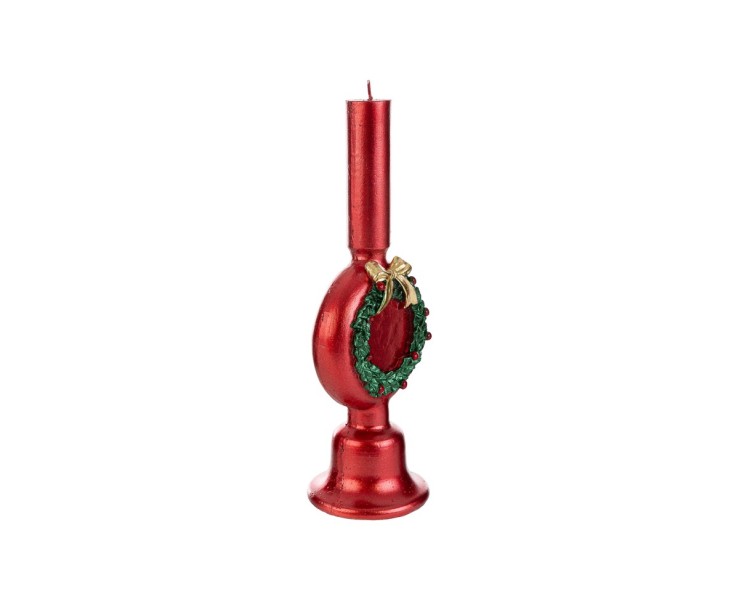 Candela Natalizia Rossa h 23,5 cm in Cera Decorata – Decorazione Natalizia Le Stelle su Bomboniere Dolci Emozioni
