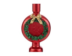 Candela Natalizia Rossa h 23,5 cm in Cera Decorata – Decorazione Natalizia Le Stelle su Bomboniere Dolci Emozioni