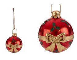 Appendino Sfera Natalizia Rossa in Metallo con Fiocco e Agrifoglio – Decorazione Natalizia Le Stelle su Bomboniere Dolci Emozioni