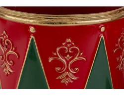 Set 2 Vasi Natalizi in Metallo a Tamburo 20x20 cm e 25x25 cm Rosso e Verde – Decorazione Natalizia Le Stelle su Bomboniere Dolci Emozioni
