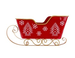 Slitta Natalizia in Metallo Rosso e Oro 59x24x29 cm – Decorazione Natalizia Le Stelle su Bomboniere Dolci Emozioni