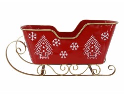Slitta Natalizia in Metallo Rosso e Oro 59x24x29 cm – Decorazione Natalizia Le Stelle su Bomboniere Dolci Emozioni