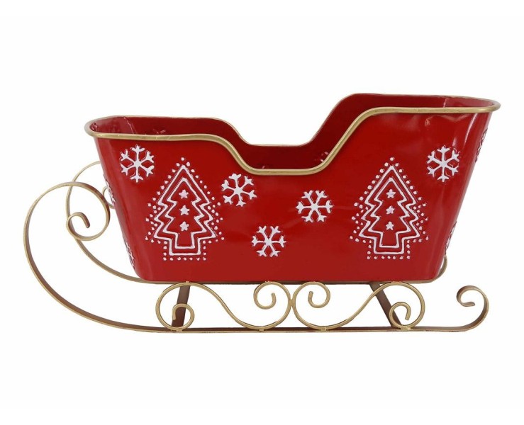 Slitta Natalizia in Metallo Rosso e Oro 59x24x29 cm – Decorazione Natalizia Le Stelle su Bomboniere Dolci Emozioni