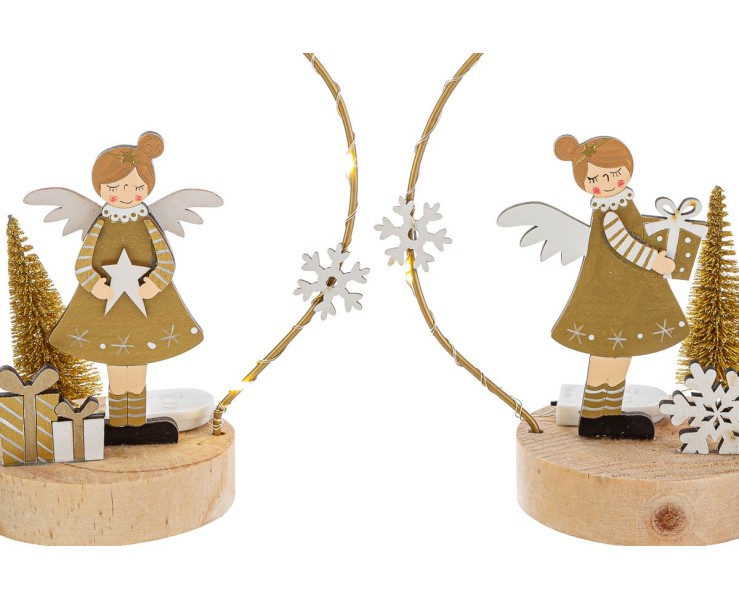 Angelo Natalizio in Legno con Luce LED 16x8x17,5 cm – Decorazione Natalizia Le Stelle su Bomboniere Dolci Emozioni