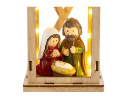 Lanterna Natalizia in Legno con Sacra Famiglia in Resina e LED – Decorazione Natalizia Le Stelle su Bomboniere Dolci Emozioni
