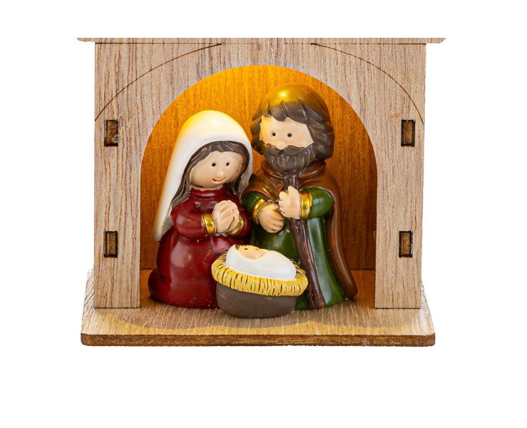 Capanna Natalizia in Legno con Sacra Famiglia LED – Decorazione Natalizia Le Stelle su Bomboniere Dolci Emozioni