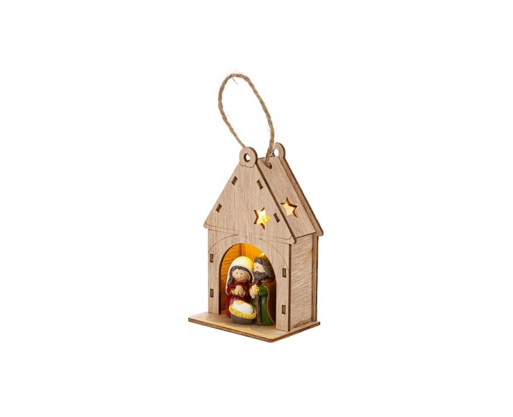 Capanna Natalizia in Legno con Sacra Famiglia LED – Decorazione Natalizia Le Stelle su Bomboniere Dolci Emozioni
