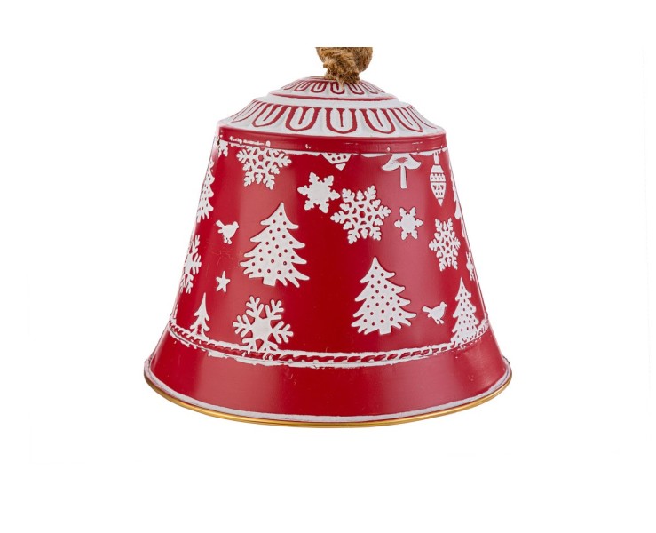 Campana Natalizia Grande in Metallo Rossa con Decorazioni Bianche – Decorazione Natalizia Le Stelle su Bomboniere Dolci Emozioni