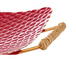 Set 2 Vassoi Natalizi in Metallo Rosso Lavorato con Manici in Corda – Decorazione Natalizia Le Stelle su Bomboniere Dolci Emozioni