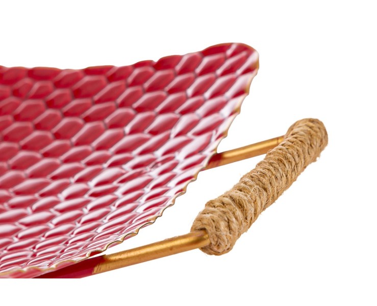 Set 2 Vassoi Natalizi in Metallo Rosso Lavorato con Manici in Corda – Decorazione Natalizia Le Stelle su Bomboniere Dolci Emozioni