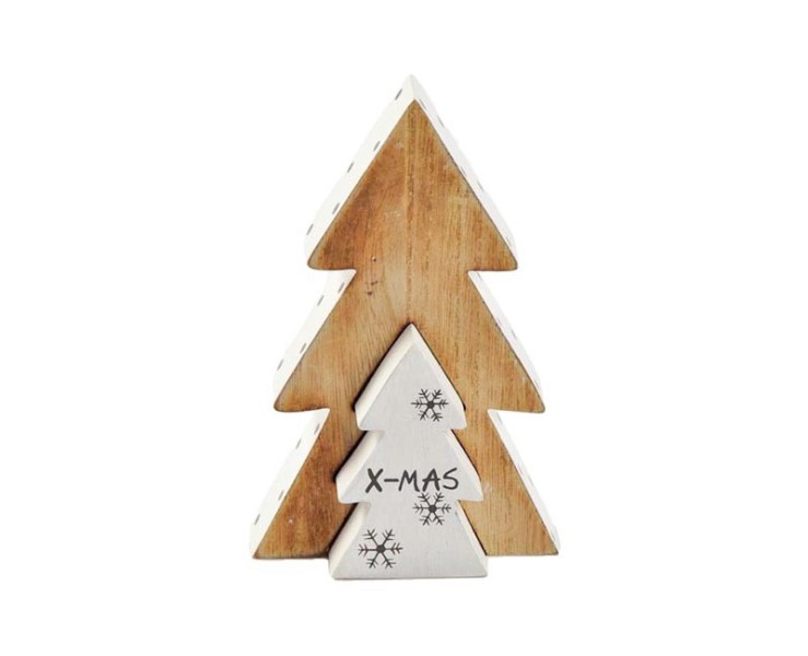 Alberello Natalizio in Legno Doppio Scandic 10x2,5x15,5 cm– Decorazione Natalizia Le Stelle su Bomboniere Dolci Emozioni