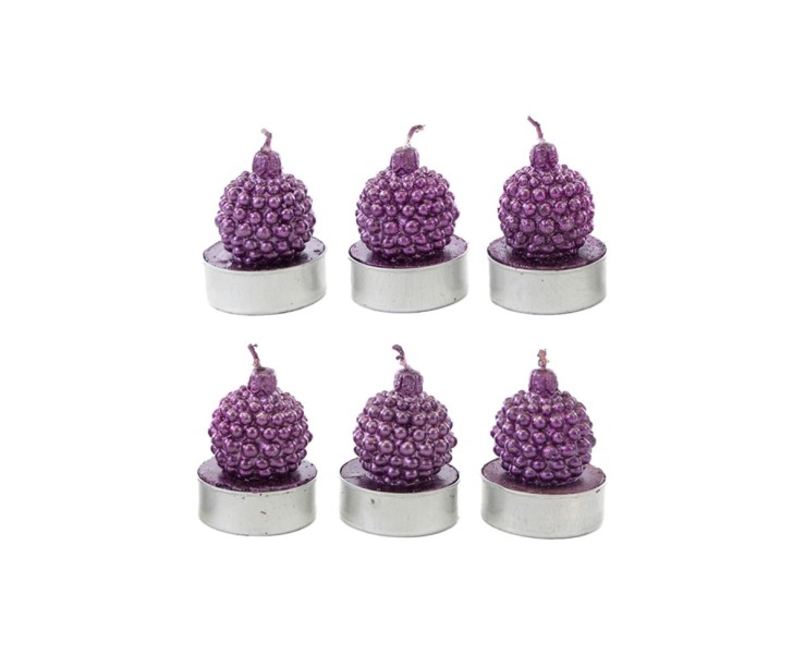 Set 6 Candele Tea Light a Sfera Viola d 4x6 cm – Decorazione Natalizia Le Stelle su Bomboniere Dolci Emozioni