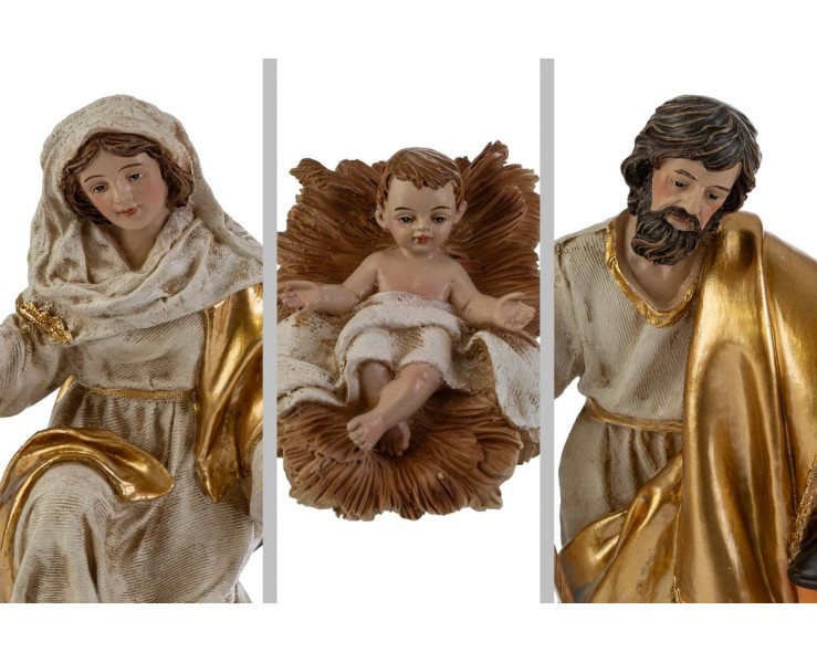 Set Presepe 8 Pezzi in Resina Natività Completa Oro e Avorio – Decorazione Natalizia Le Stelle su Bomboniere Dolci Emozioni