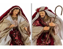 Set Presepe 8 Pezzi in Resina Vestita Bordeaux e Oro h.25 cm – Decorazione Natalizia Le Stelle su Bomboniere Dolci Emozioni