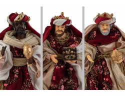 Set Presepe 8 Pezzi in Resina Vestita Bordeaux e Oro h.25 cm – Decorazione Natalizia Le Stelle su Bomboniere Dolci Emozioni