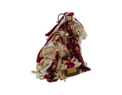 Sacra Famiglia in Resina Vestita Bordeaux e Oro h.25,5 cm – Decorazione Natalizia Le Stelle su Bomboniere Dolci Emozioni