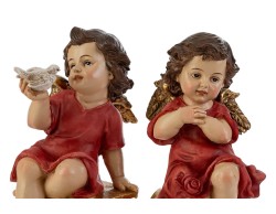 Statuina Angioletto in Resina 10x10x18,5 cm 4 varianti– Decorazione Natalizia Le Stelle su Bomboniere Dolci Emozioni