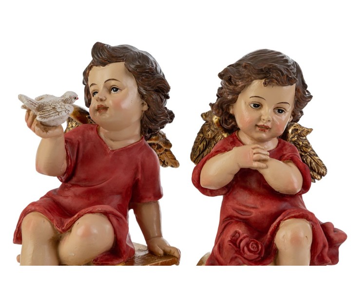 Statuina Angioletto in Resina 10x10x18,5 cm 4 varianti– Decorazione Natalizia Le Stelle su Bomboniere Dolci Emozioni