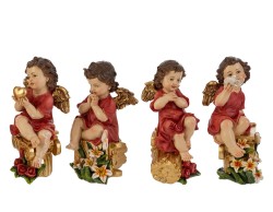 Statuina Angioletto in Resina 10x10x18,5 cm 4 varianti– Decorazione Natalizia Le Stelle su Bomboniere Dolci Emozioni