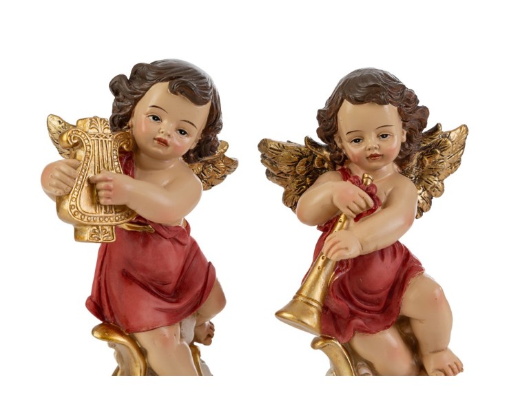 Statuina Angelo Suonatore in Resina 8x5,5x16 cm 4 varianti– Decorazione Natalizia Le Stelle su Bomboniere Dolci Emozioni