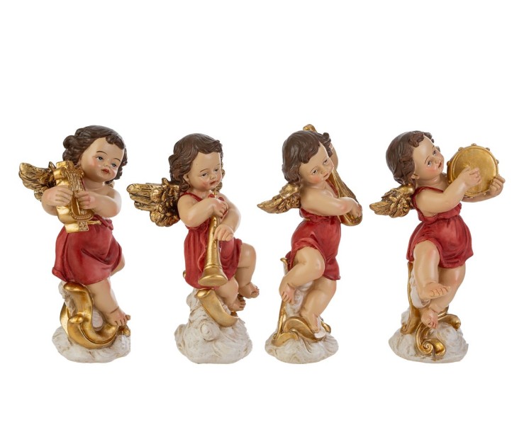 Statuina Angelo Suonatore in Resina 8x5,5x16 cm 4 varianti– Decorazione Natalizia Le Stelle su Bomboniere Dolci Emozioni