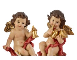 Statuina Angelo Suonatore in Resina 9,5x9x21 cm 4 varianti assortite – Decorazione Natalizia Le Stelle su Bomboniere Dolci Emozioni