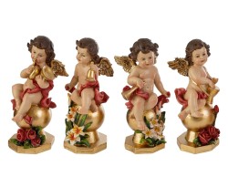 Statuina Angelo Suonatore in Resina 9,5x9x21 cm 4 varianti assortite – Decorazione Natalizia Le Stelle su Bomboniere Dolci Emozioni