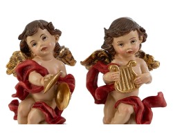 Statuina Angelo Suonatore in Resina 8,5x6x15 cm 4 varianti assortite – Decorazione Natalizia Le Stelle su Bomboniere Dolci Emozioni