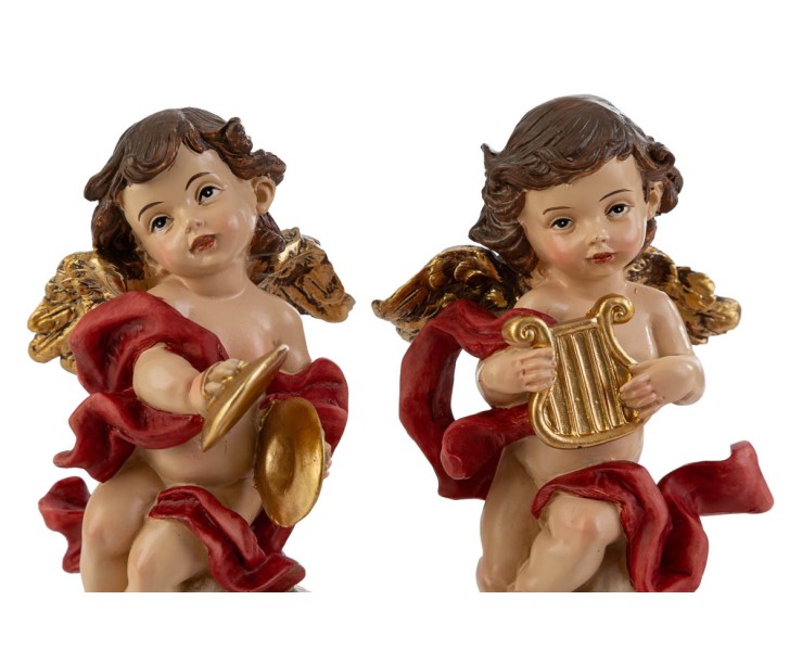 Statuina Angelo Suonatore in Resina 8,5x6x15 cm 4 varianti assortite – Decorazione Natalizia Le Stelle su Bomboniere Dolci Emozioni