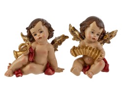 Statuina Angelo Suonatore in Resina 9x6x8,5 cm cm 4 varianti assortite – Decorazione Natalizia Le Stelle su Bomboniere Dolci Emozioni