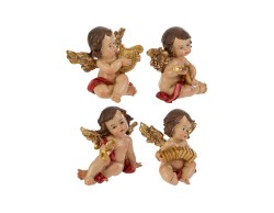 Statuina Angelo Suonatore in Resina 9x6x8,5 cm cm 4 varianti assortite – Decorazione Natalizia Le Stelle su Bomboniere Dolci Emozioni