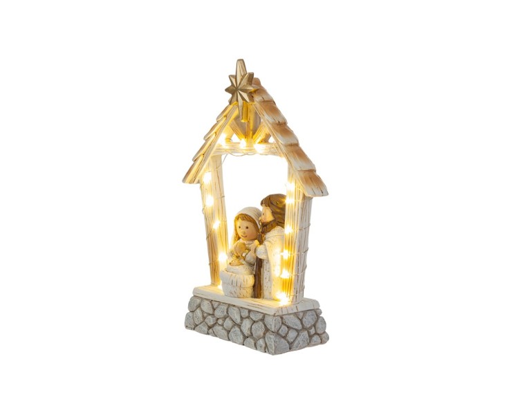 Capanna Sacra Famiglia con LED in Resina 13,5x4,5x18 cm – Decorazione Natalizia Le Stelle su Bomboniere Dolci Emozioni