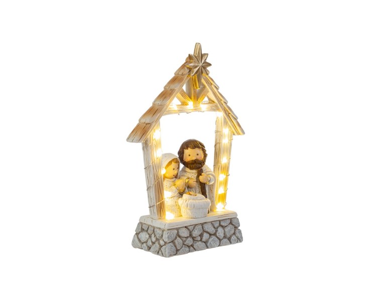 Capanna Sacra Famiglia con LED in Resina 13,5x4,5x18 cm – Decorazione Natalizia Le Stelle su Bomboniere Dolci Emozioni
