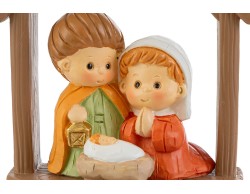 Capanna Sacra Famiglia Bimbi in Resina 9x5x9 cm – Decorazione Natalizia Le Stelle su Bomboniere Dolci Emozioni
