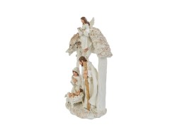 Capanna Sacra Famiglia con Angelo in Resina Bianca e Oro 18x12x33 cm – Decorazione Natalizia Le Stelle su Bomboniere Dolci Emozioni