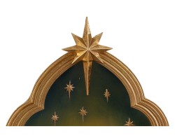 Sacra Famiglia in Resina con Arcata Dorata 26,5x20x46 cm– Decorazione Natalizia Le Stelle su Bomboniere Dolci Emozioni