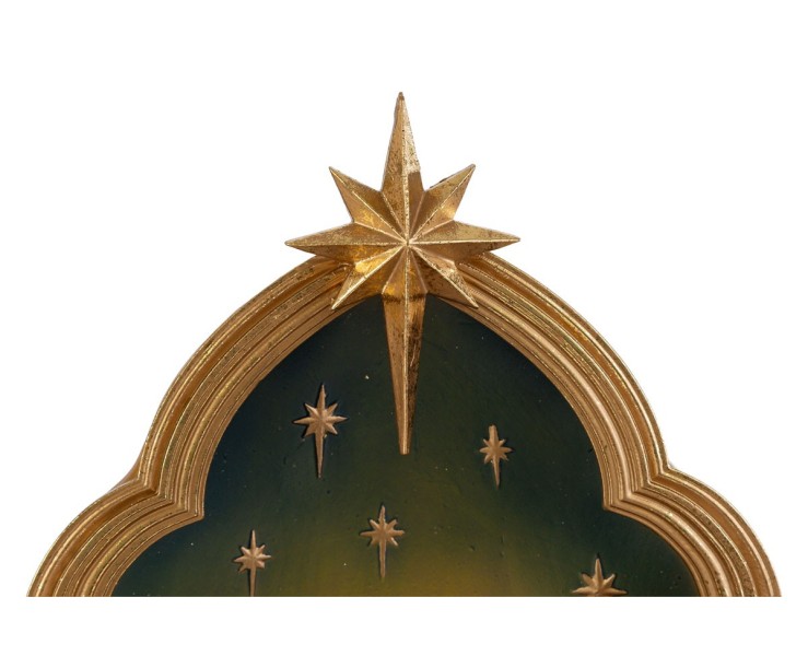 Sacra Famiglia in Resina con Arcata Dorata 26,5x20x46 cm– Decorazione Natalizia Le Stelle su Bomboniere Dolci Emozioni