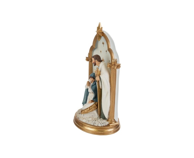 Sacra Famiglia in Resina con Arcata Dorata 17,5x13x30 cm – Decorazione Natalizia Le Stelle su Bomboniere Dolci Emozioni