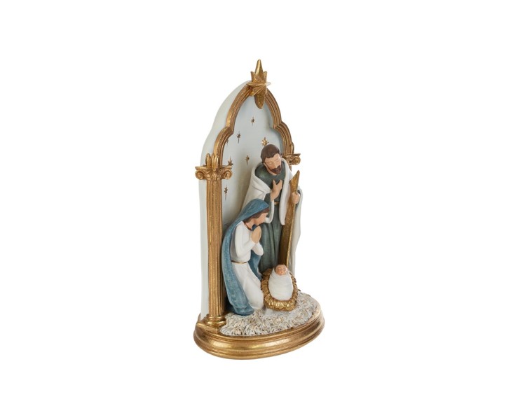 Sacra Famiglia in Resina con Arcata Dorata 17,5x13x30 cm – Decorazione Natalizia Le Stelle su Bomboniere Dolci Emozioni