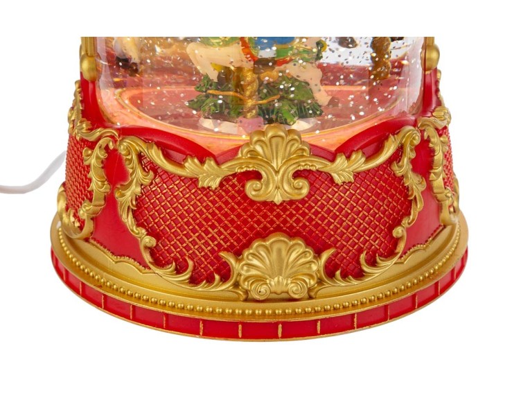 Giostra Natalizia Musicale e Illuminata 14x21 cm con Sfera di Neve - Carillon USB/Batteria – Decorazione Natalizia Le Stelle su Bomboniere Dolci Emozioni
