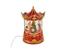 Giostra Natalizia Musicale e Illuminata 14x21 cm con Sfera di Neve - Carillon USB/Batteria – Decorazione Natalizia Le Stelle su Bomboniere Dolci Emozioni